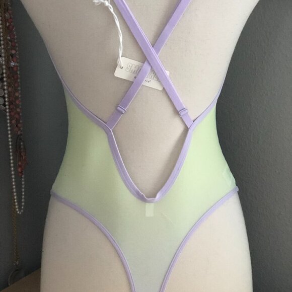 Aerie Smoothez Mesh Bodysuit in Violet Flurry - NWT's - Picture 8 of 12